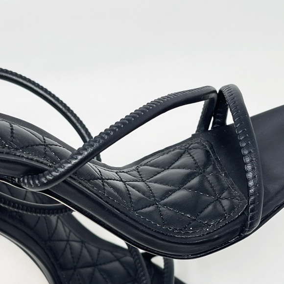 NWT SCHUTZ Gaiah Leather Strappy Heels Sandals Shoes Quilted Design Black Size 6 - Picture 11 of 15